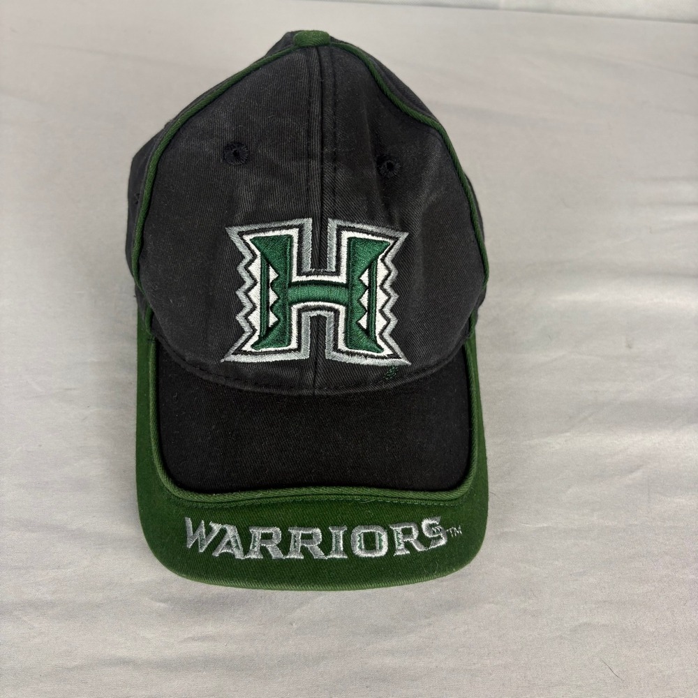 University of Hawaii Warriors Hat Happy Shirts Black Green NCAA Adjustable Cap